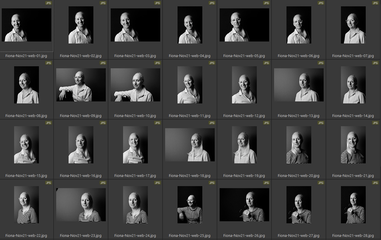Contact sheet of corporate portraits image examples