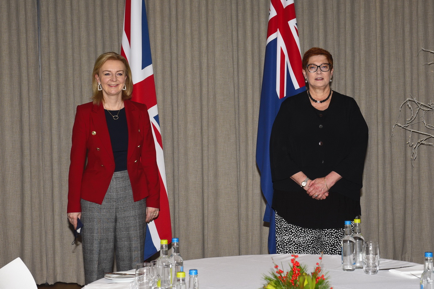Liz Truss, UK Foreign Secretary and Marise Payne the Australian Minister for Foreign Affairs