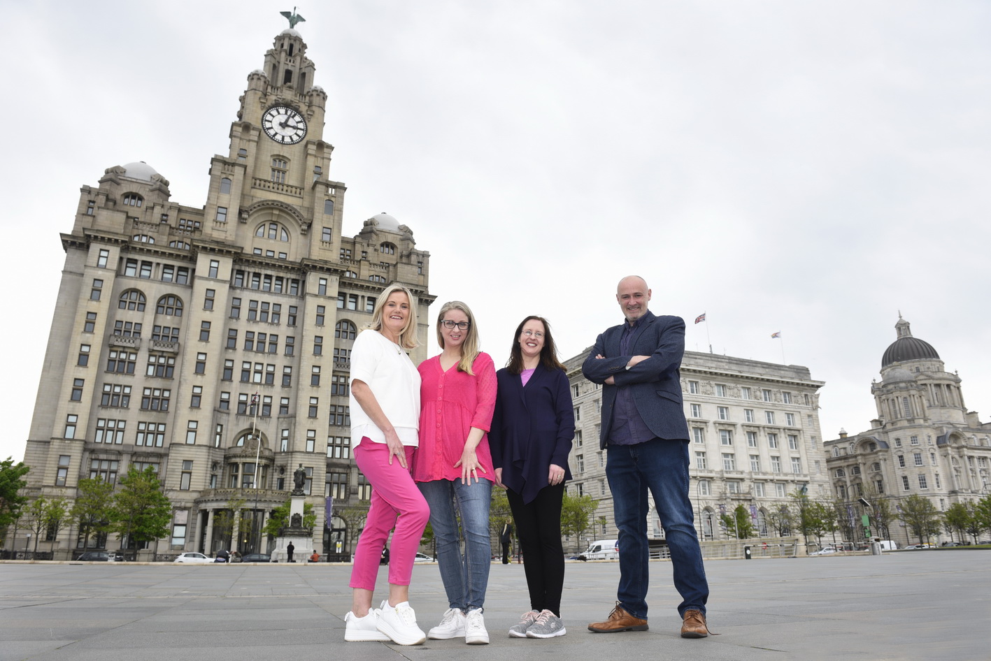Liverpool commercial team business shot at Pierhead with Liver Building