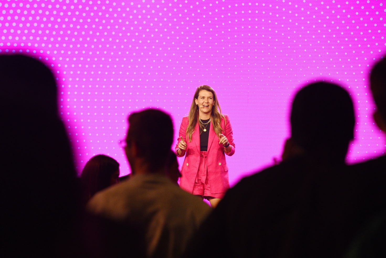 Conference presenter on stage