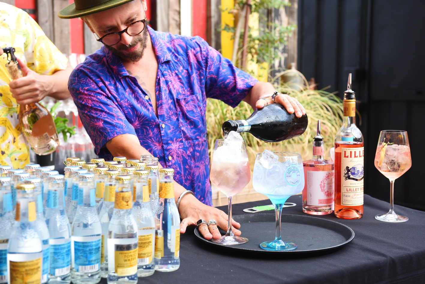 Pouring cocktails at corporate event