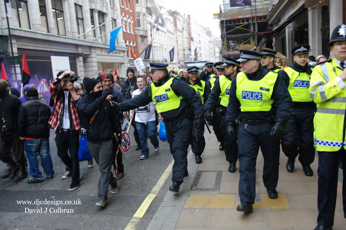 Black bloc at demonstration in London